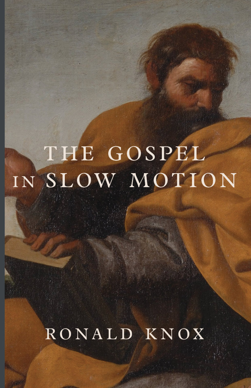 The Gospel in Slow Motion book cover with bearded man illustration and title text
