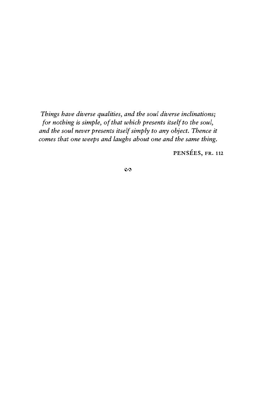 Book page with French quote and 'PENSÉES' citation centered