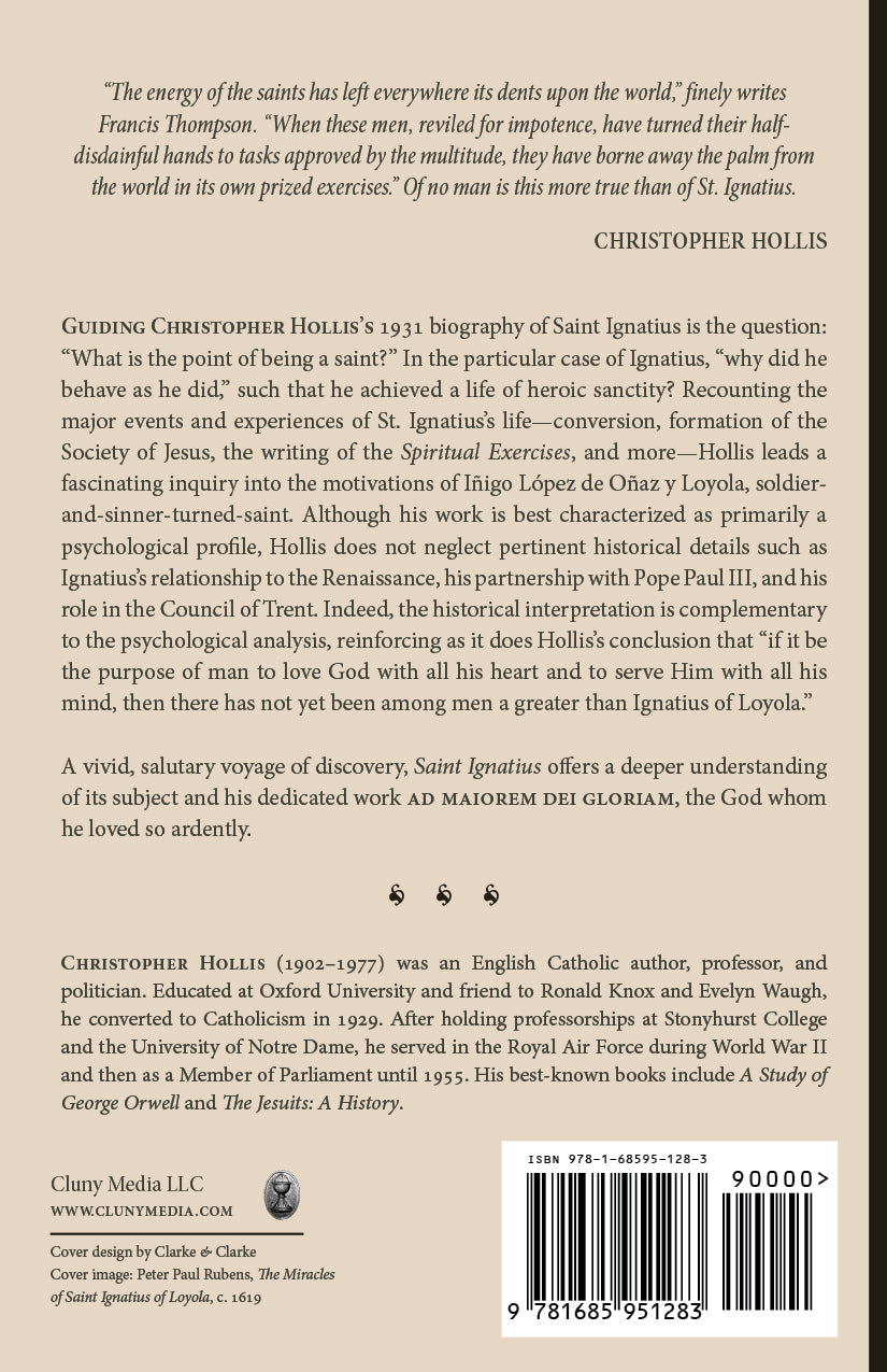 Saint Ignatius book back cover with biography text and barcode