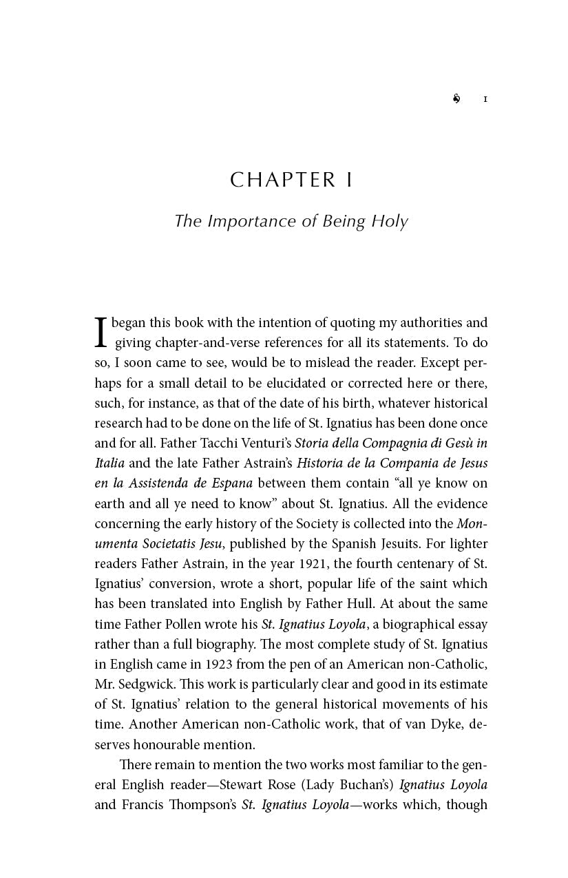 Saint Ignatius book chapter page with paragraphs under Chapter I heading