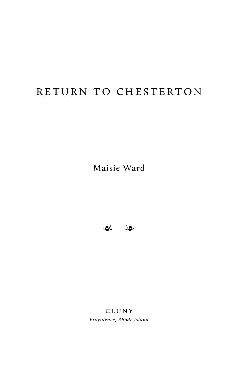 Return to Chesterton title page with Maisie Ward name and Cluny publisher