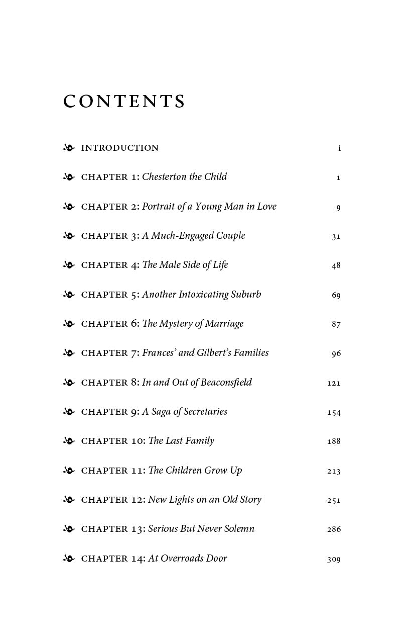 Return to Chesterton contents page listing chapters with page numbers