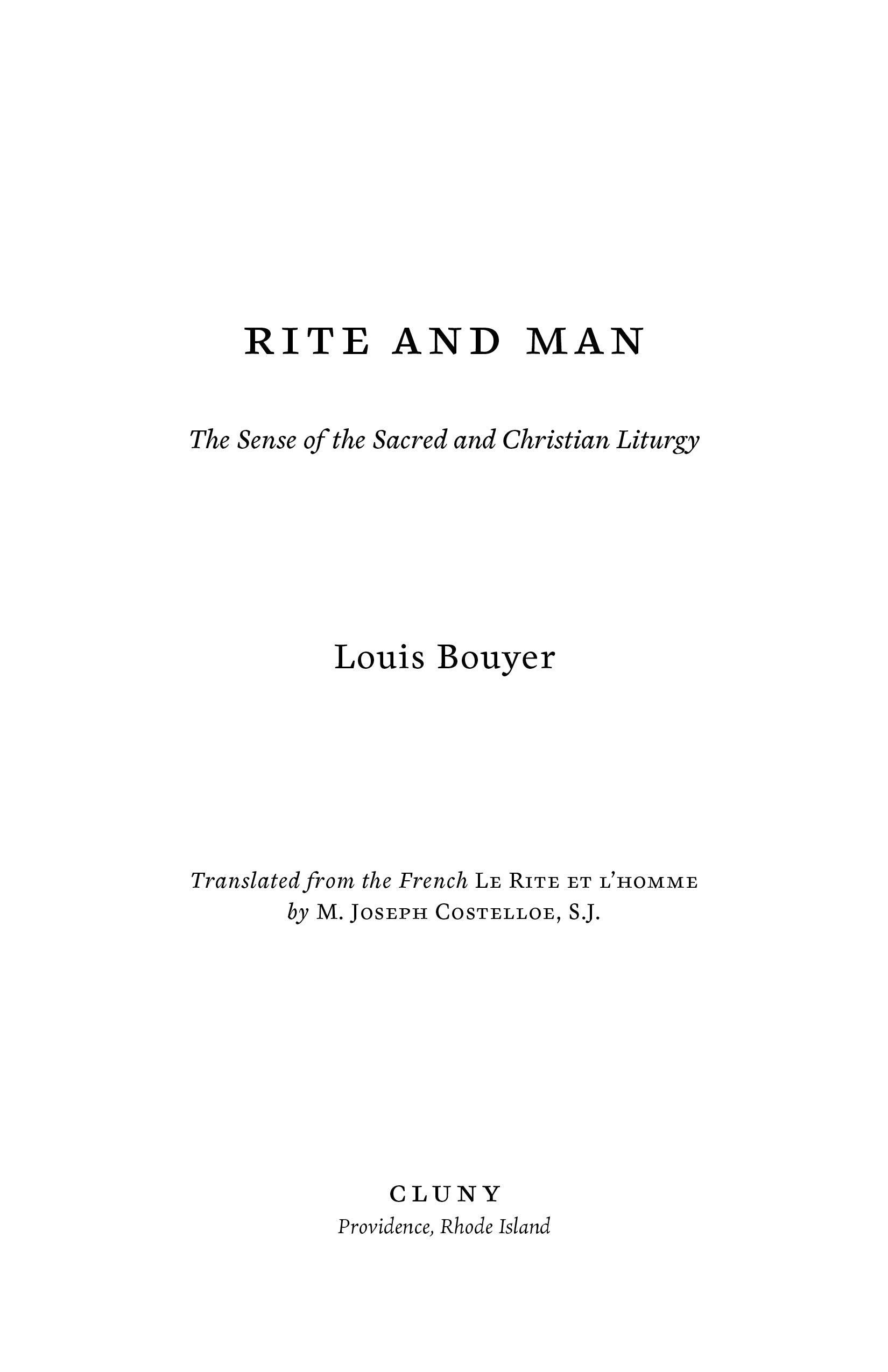 Book title page with main title, subtitle, and Louis Bouyer