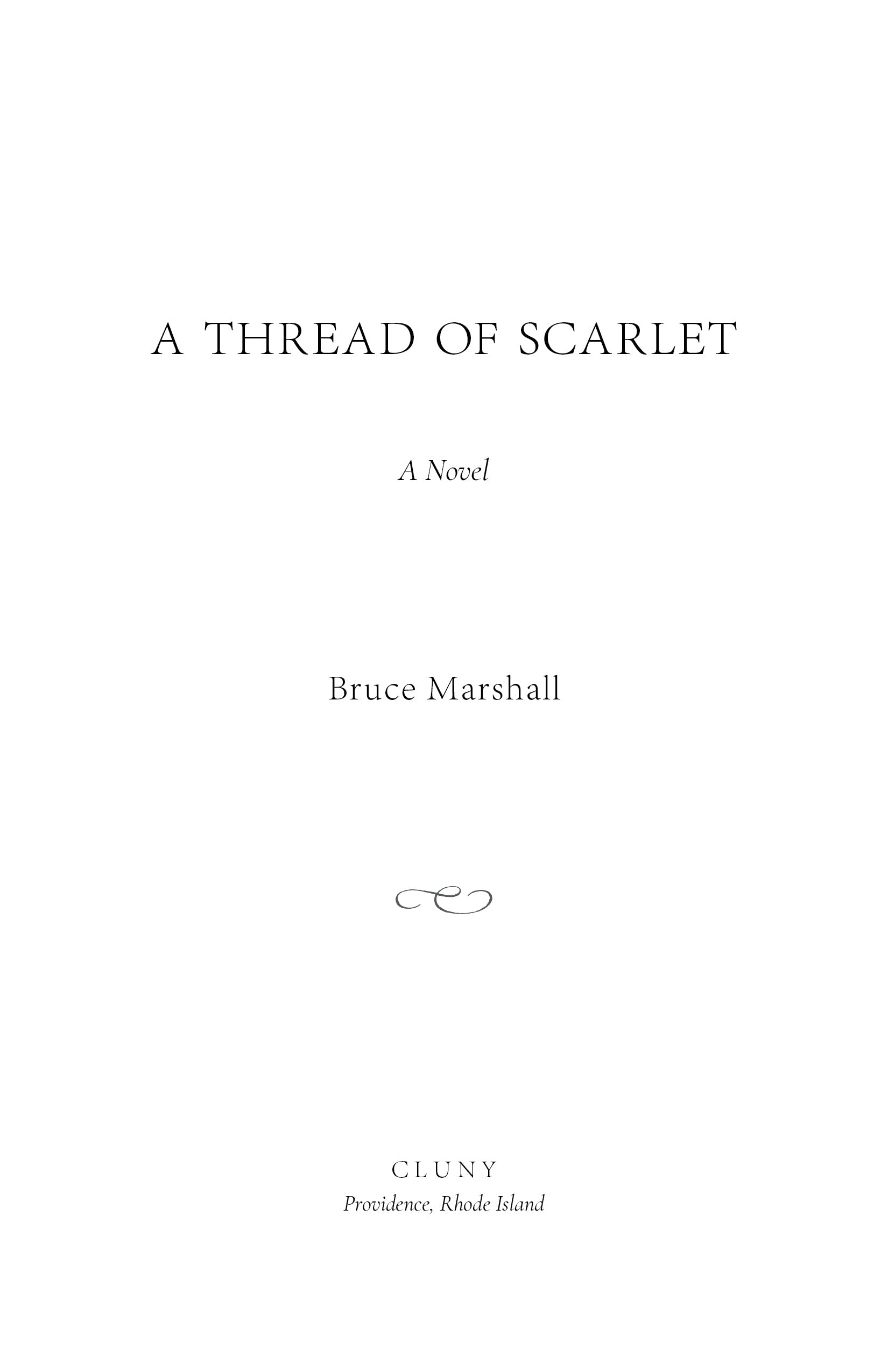 Title page reading A Thread of Scarlet with Bruce Marshall as author