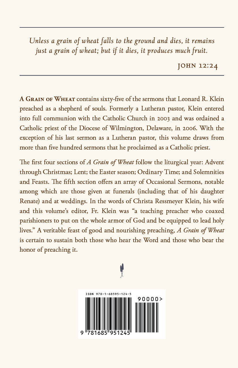 Collected sermons book back page with scripture quote and barcode