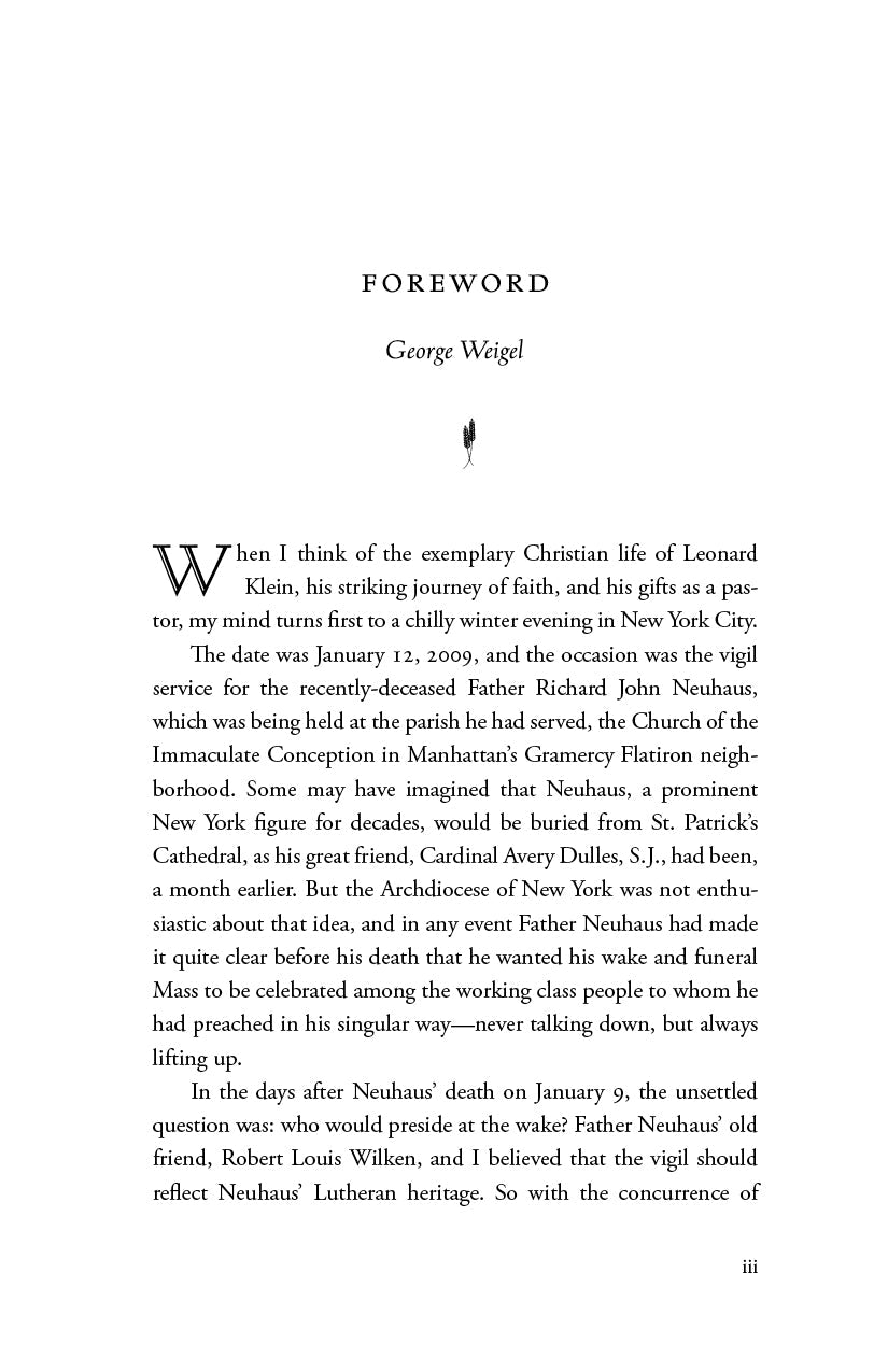 Collected sermons book foreword page with George Weigel
