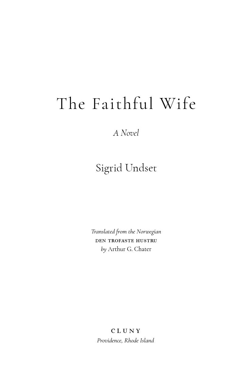 Novel title page with 'The Faithful Wife' and Sigrid Undset