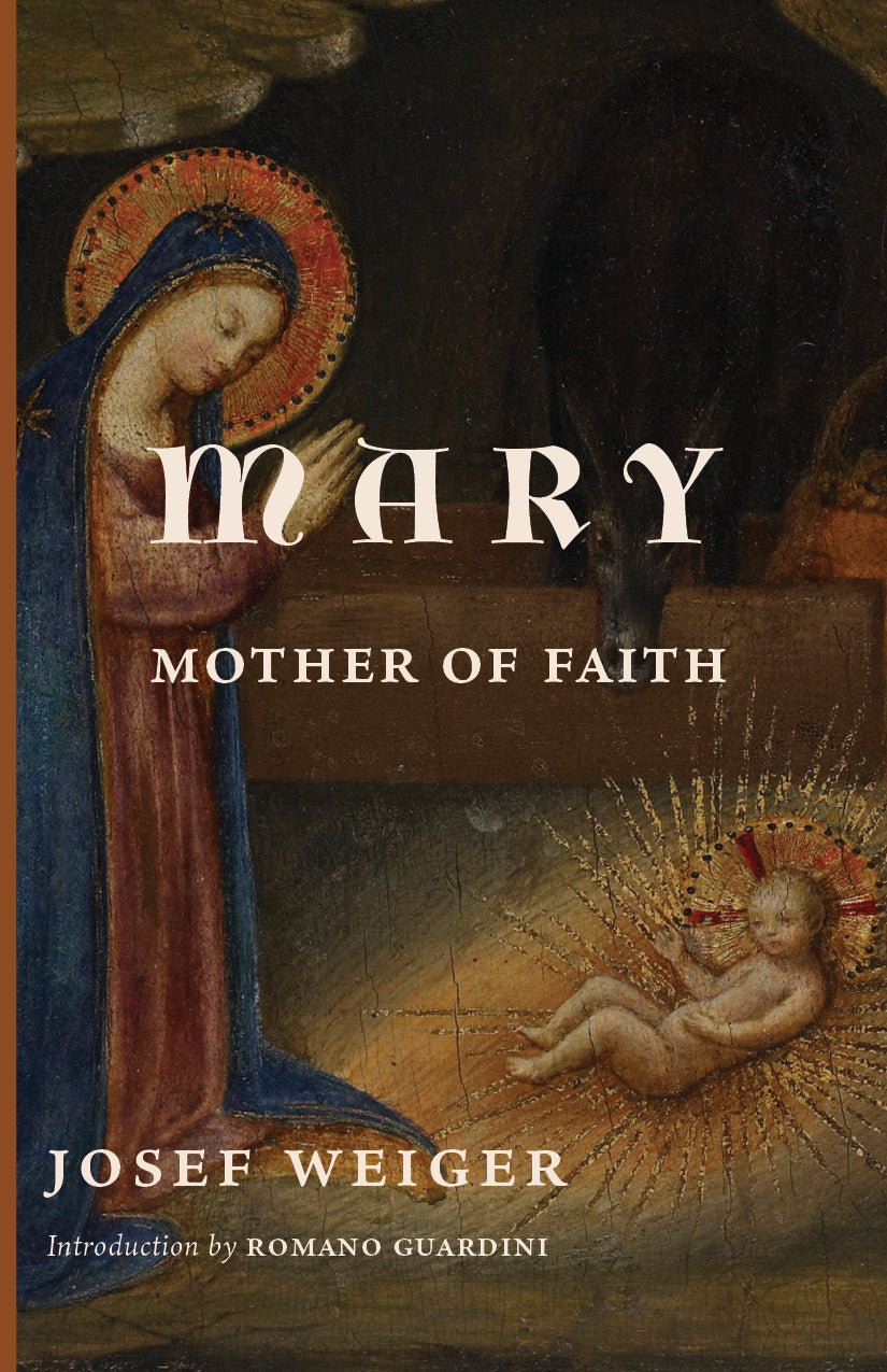 Mary Mother of Faith book cover with Marian figure and angel, Joseph Weiger