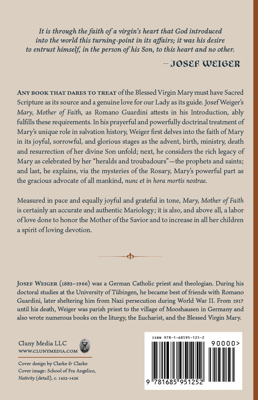 Religious paperback back cover with biography text, Cluny Media LLC and barcode