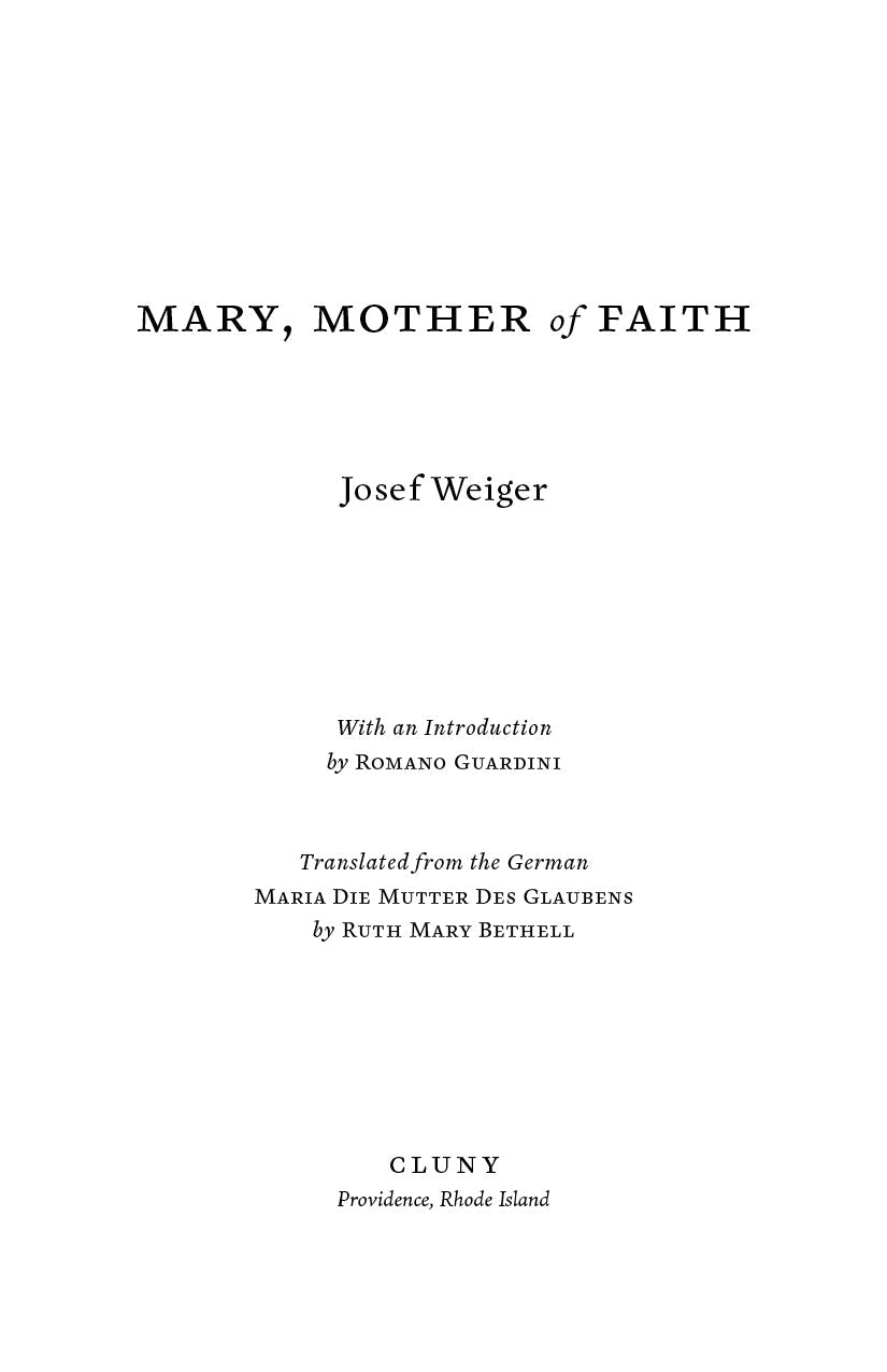 Title page for Mary Mother of Faith with Josef Weiger and introduction credits