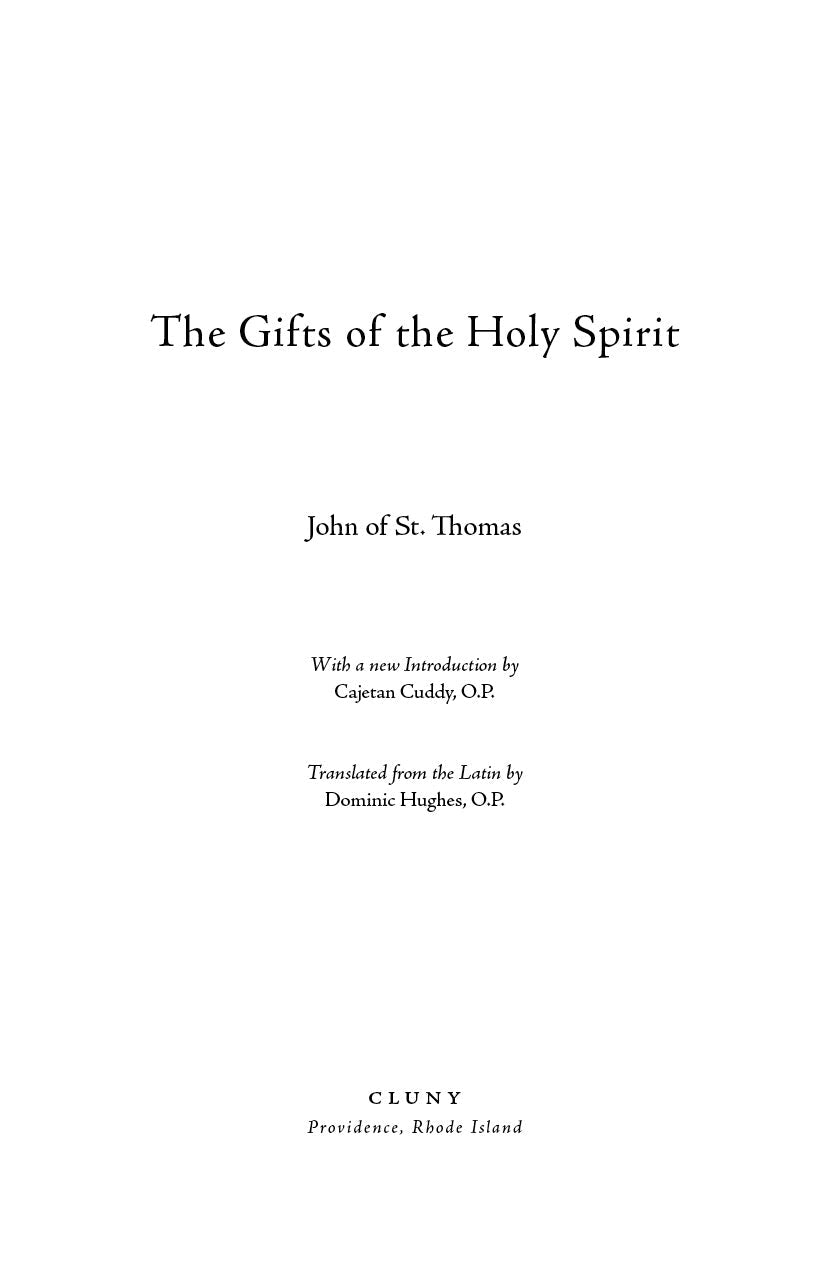 Book title page: The Gifts of the Holy Spirit by John of St. Thomas