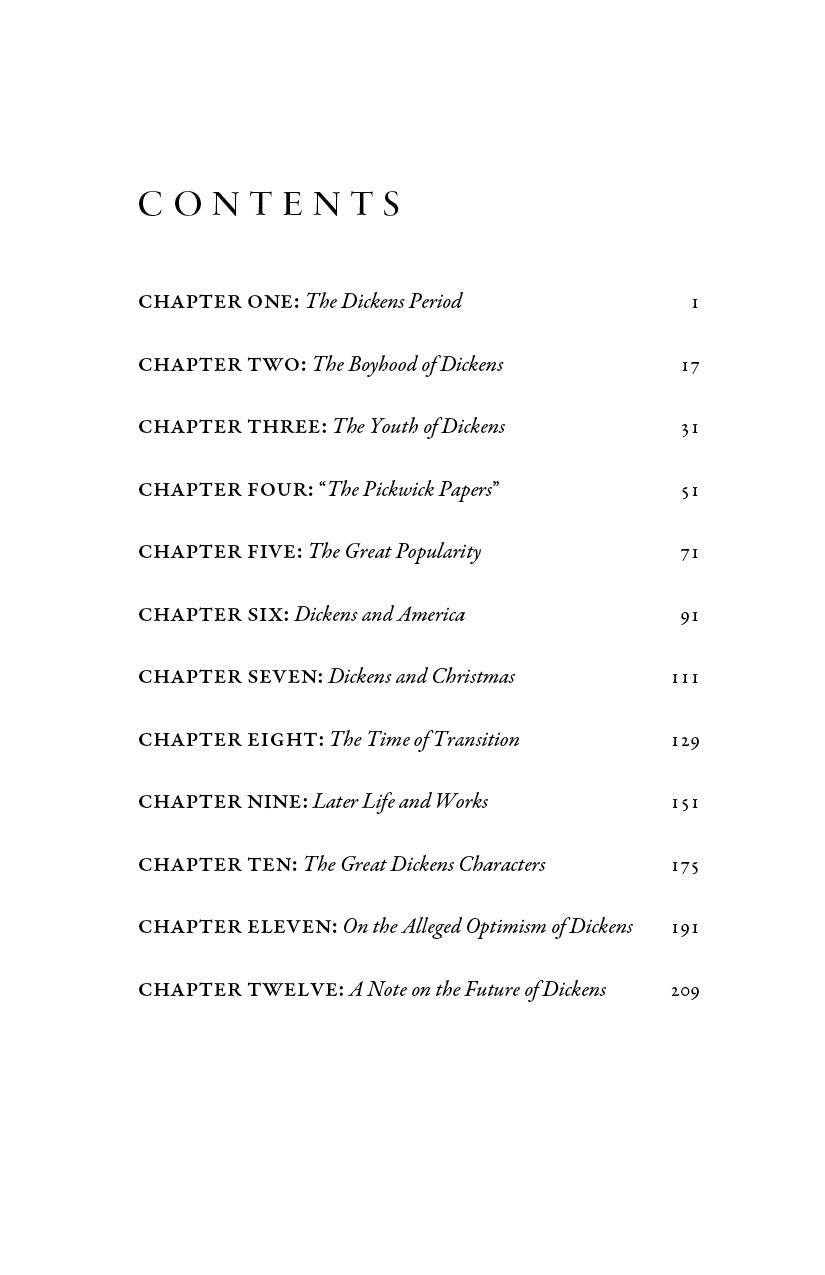 Book contents page listing chapters and page numbers