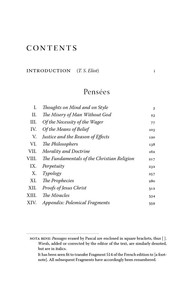 Contents page with chapter list and page numbers