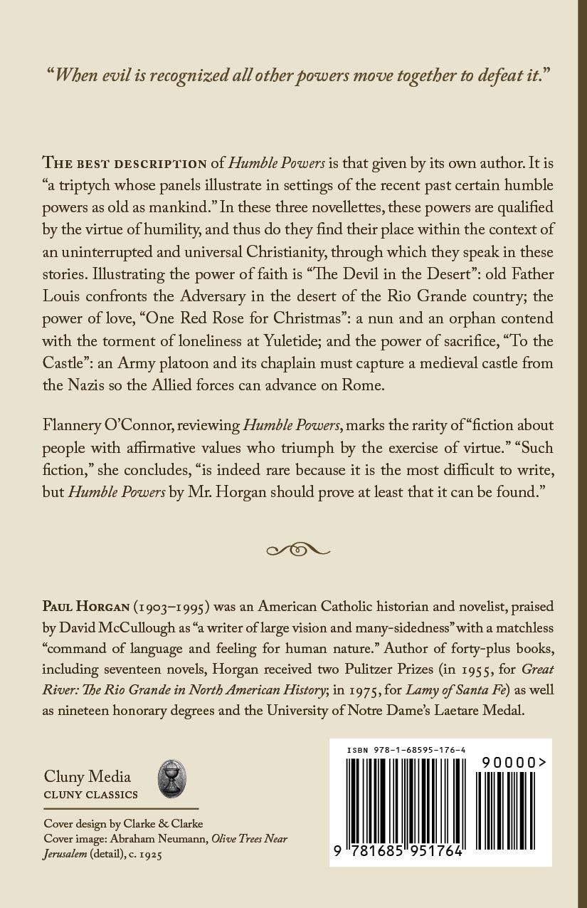 Humble Powers book back cover with summary text and barcode