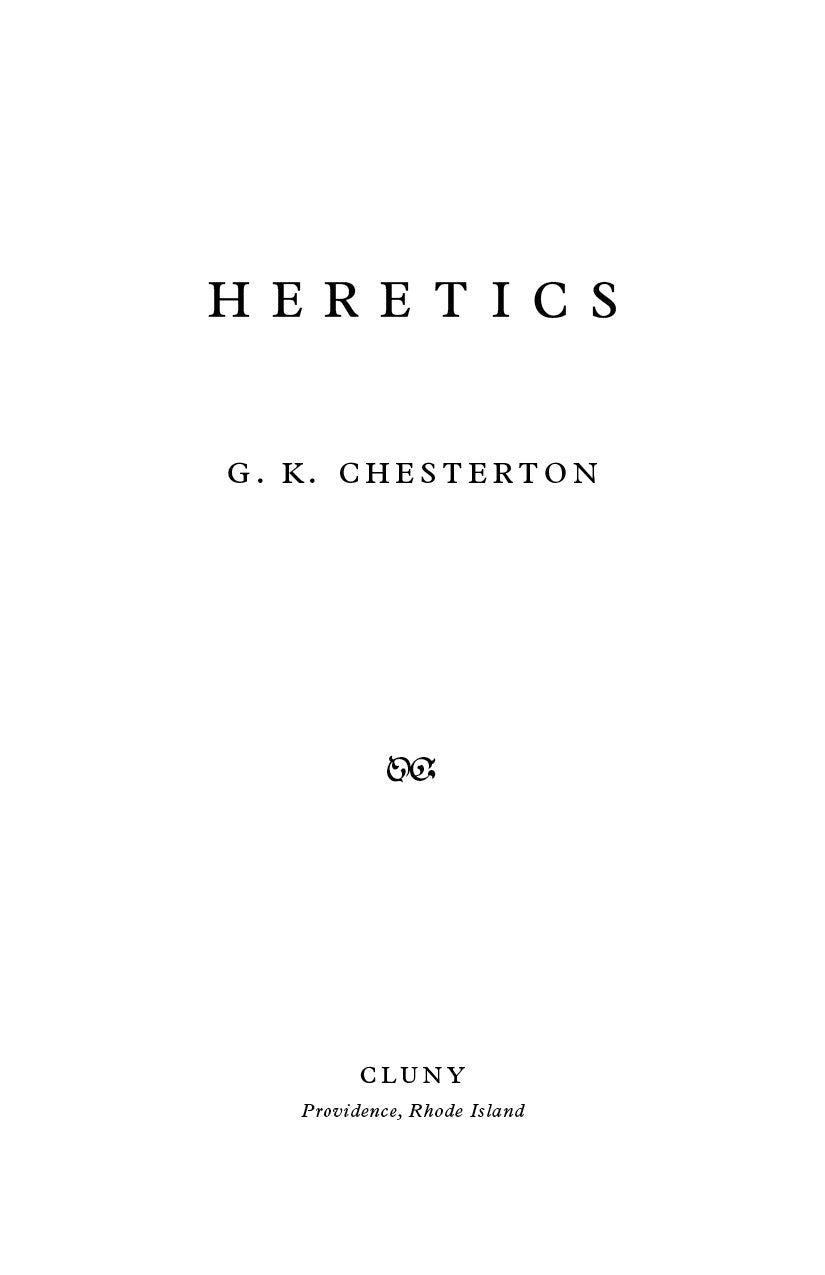 Book title page with author G. K. Chesterton and Cluny imprint