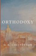 Orthodoxy book cover with title, G. K. Chesterton, and city illustration