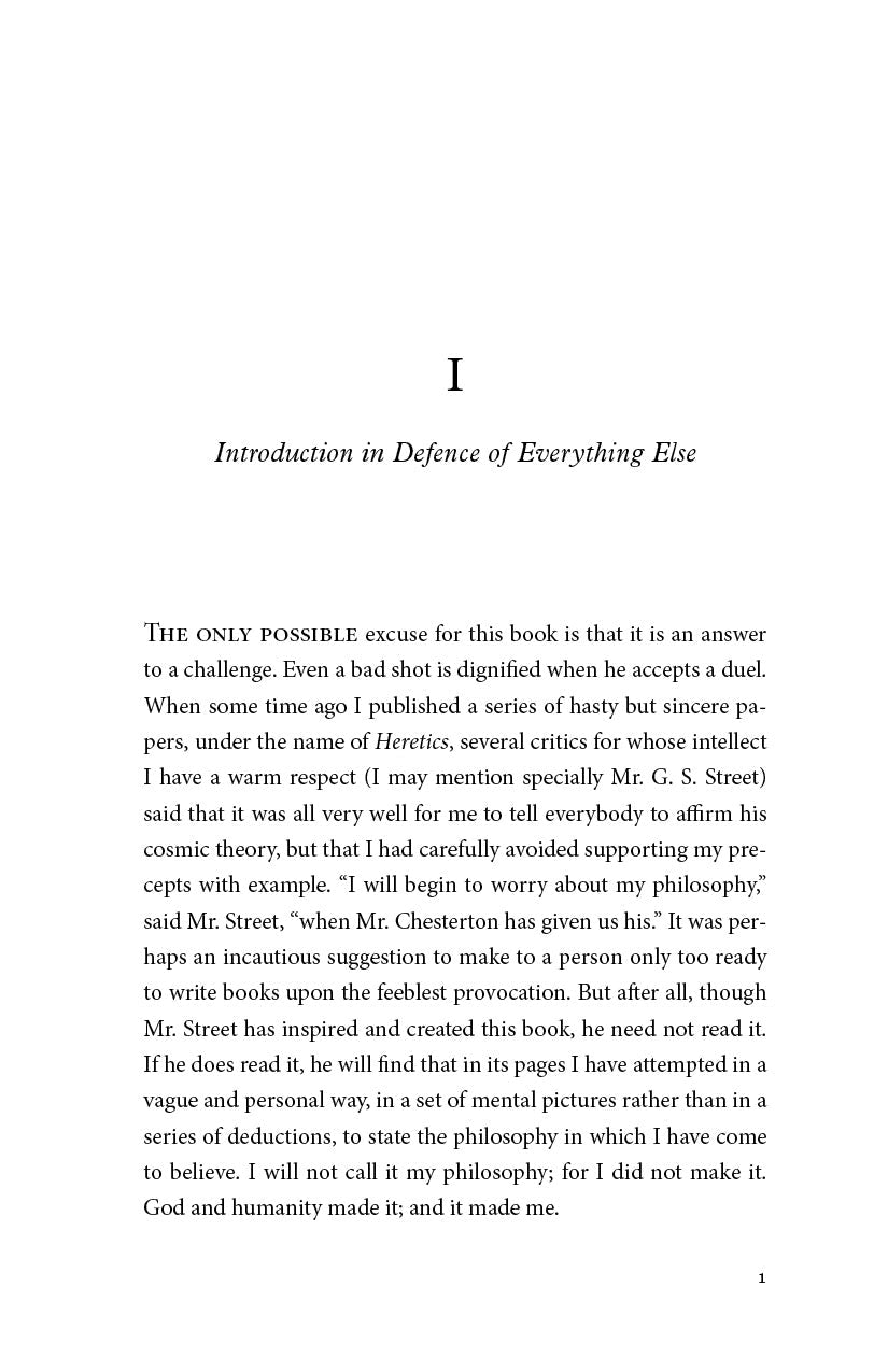 Chapter I page: Introduction in Defence of Everything Else