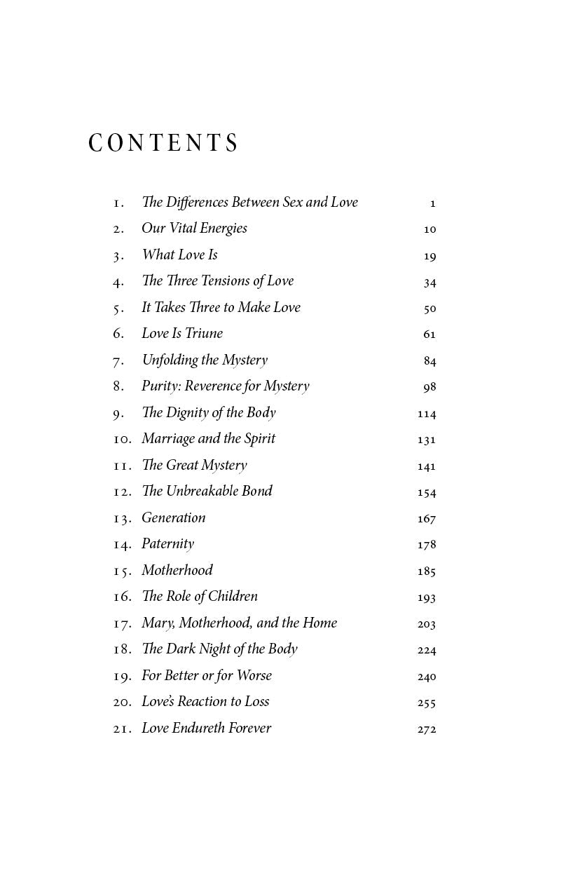 Book contents page listing chapter titles and page numbers