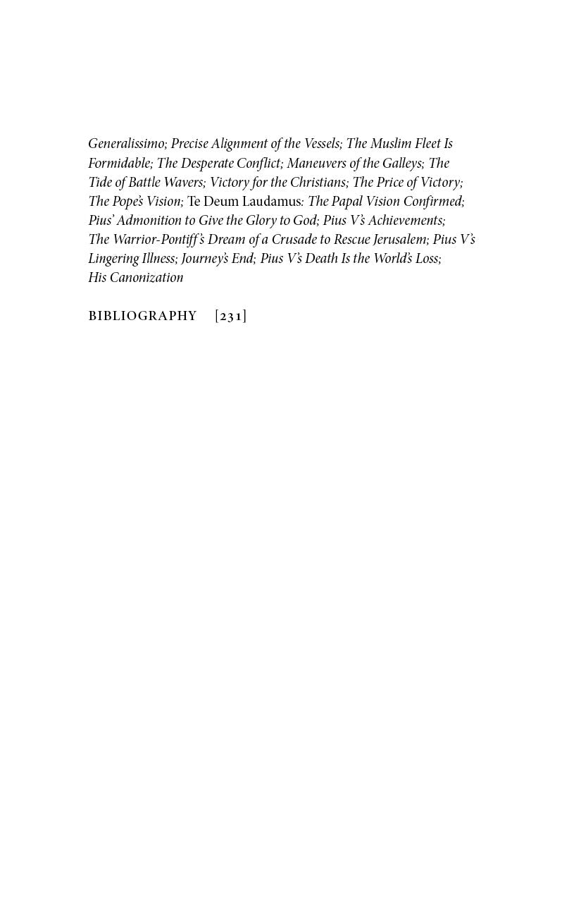 Book page with short printed text blocks and a bibliography heading
