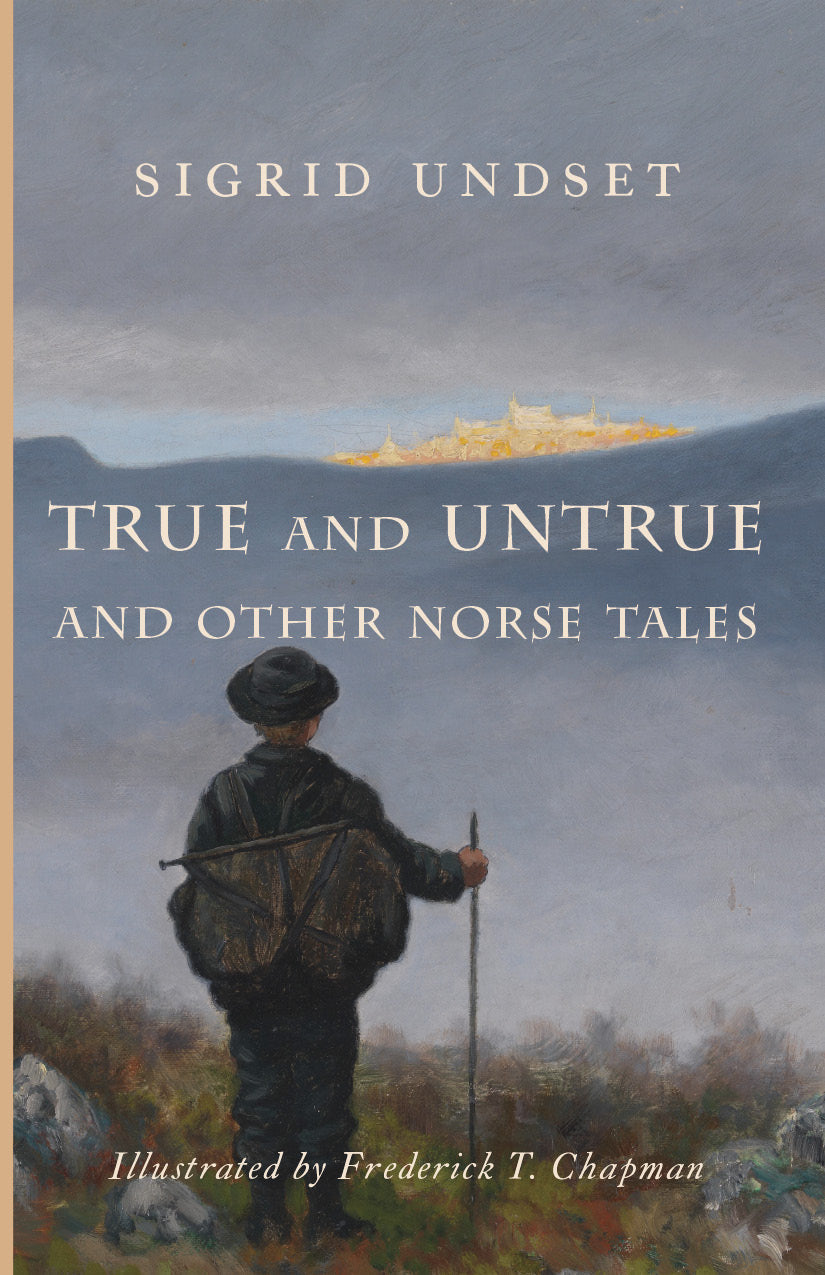 Illustrated book cover for Norse tales by Sigrid Undset