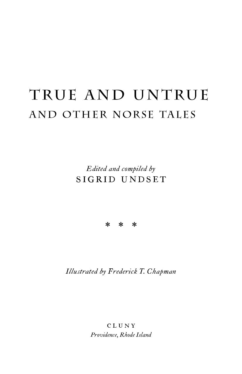 Title page for Norse tales book, edited by Sigrid Undset