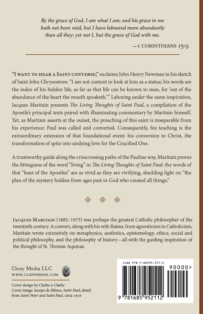 The Living Thoughts of Saint Paul back cover with text, barcode, and publisher details