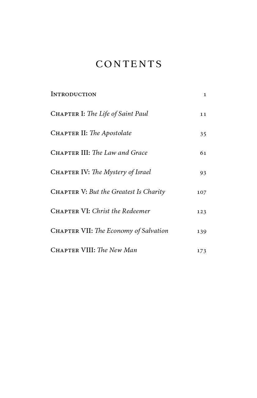 The Living Thoughts of Saint Paul contents page listing chapter titles and page numbers