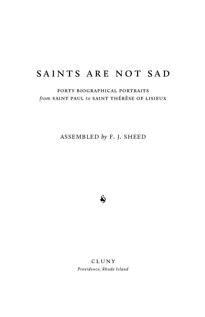Book title page with 'SAINTS ARE NOT SAD' and publication details.
