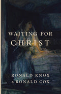 Waiting for Christ book cover, blue illustration and gold title lettering