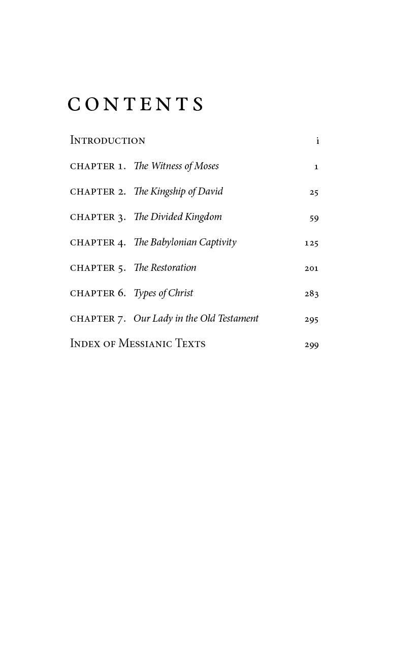 Book contents page listing chapters and page numbers