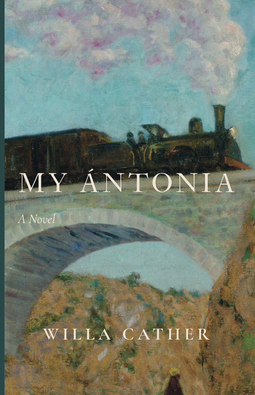 My Ántonia novel book cover with pastoral illustration and title text