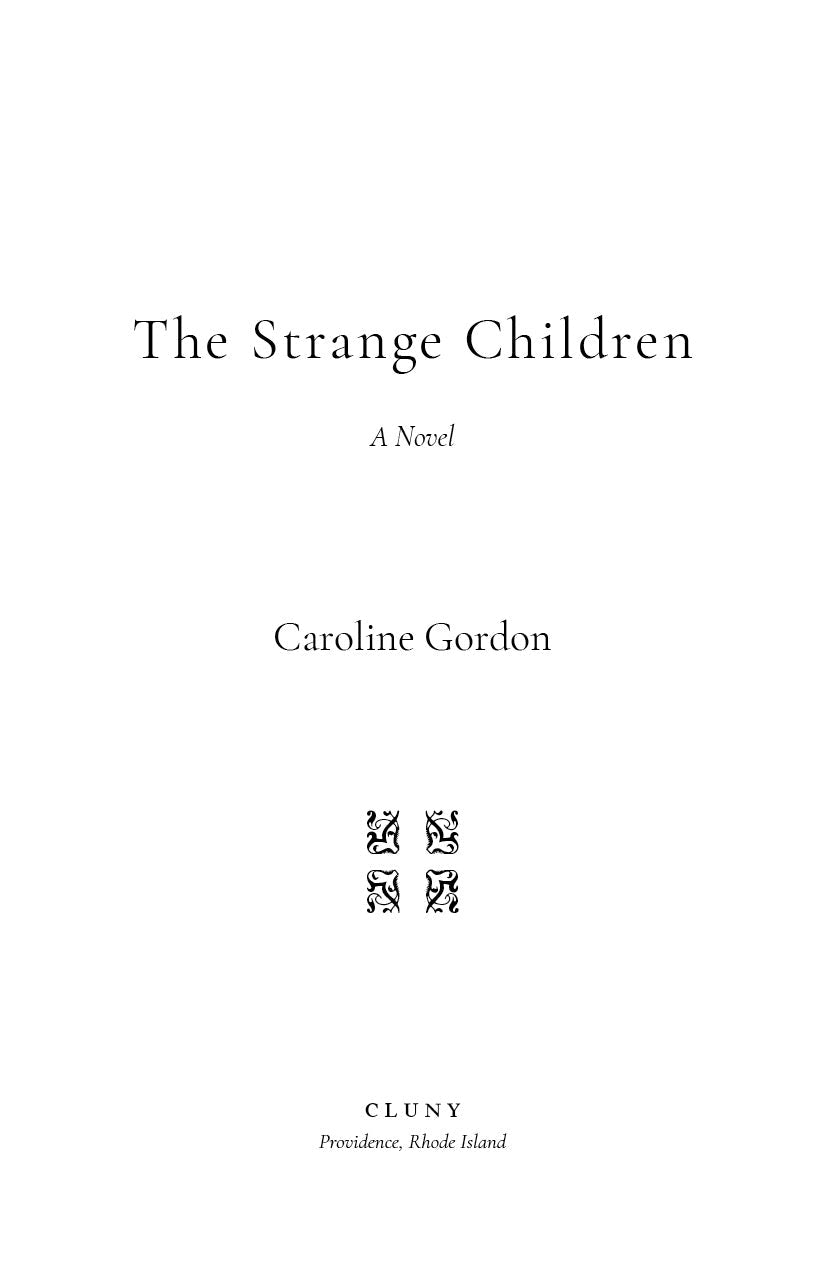 Book title page: The Strange Children, author name, and Cluny imprint