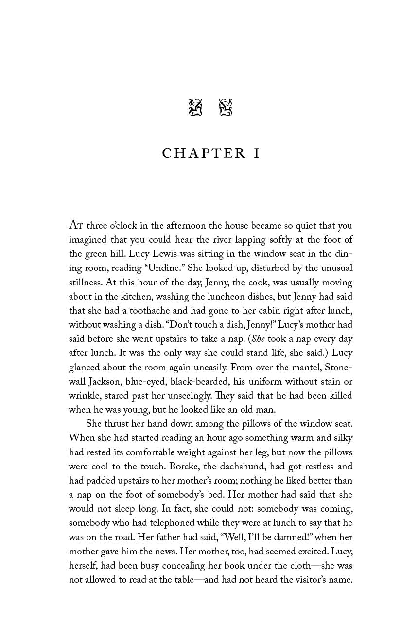 Book page with CHAPTER 1 heading and a paragraph of printed text
