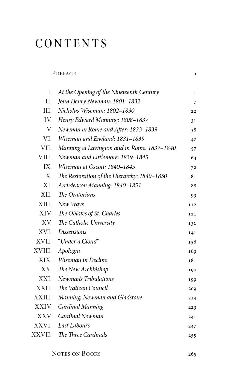 Book contents page with table of contents headings and page numbers