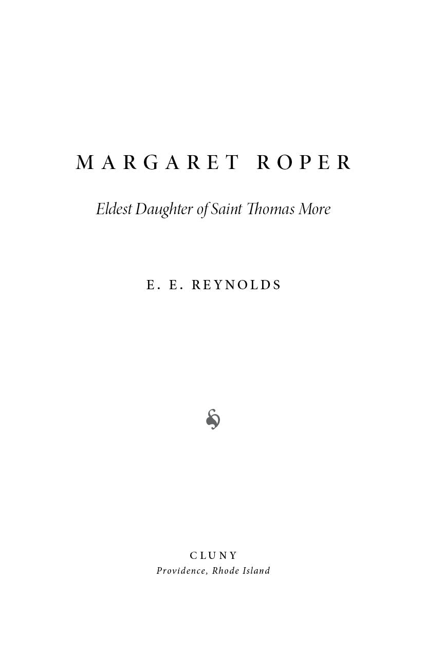 Margaret Roper title page with subtitle and E. E. Reynolds name