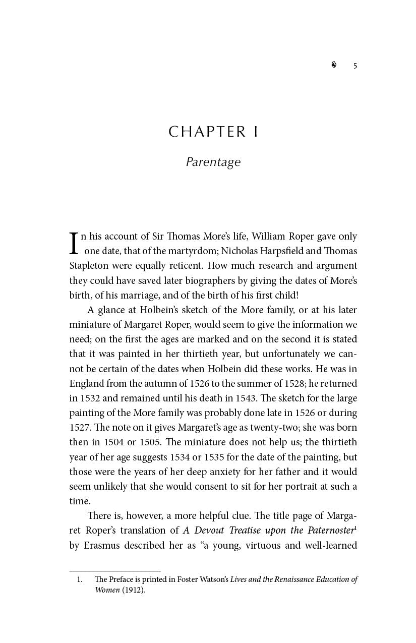 Margaret Roper chapter I page with paragraph text