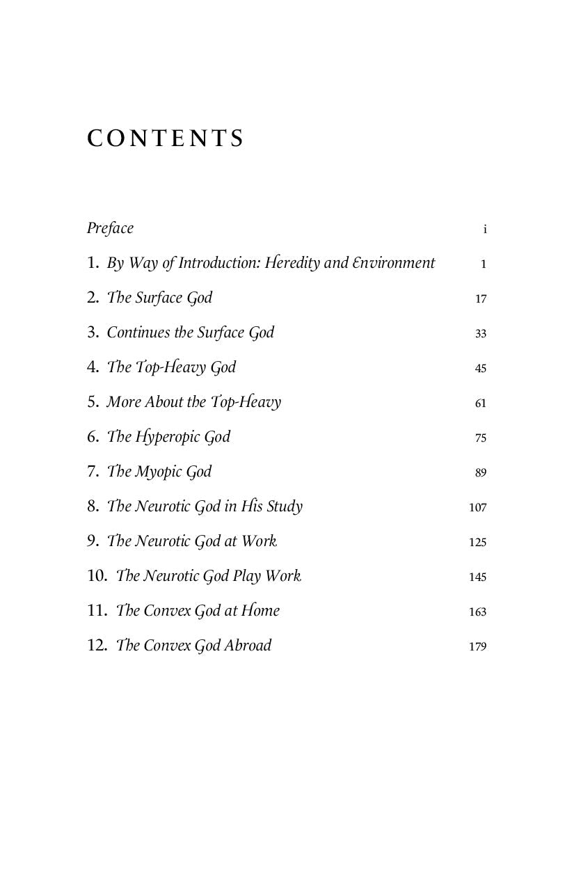 Book contents page listing chapter titles and page numbers