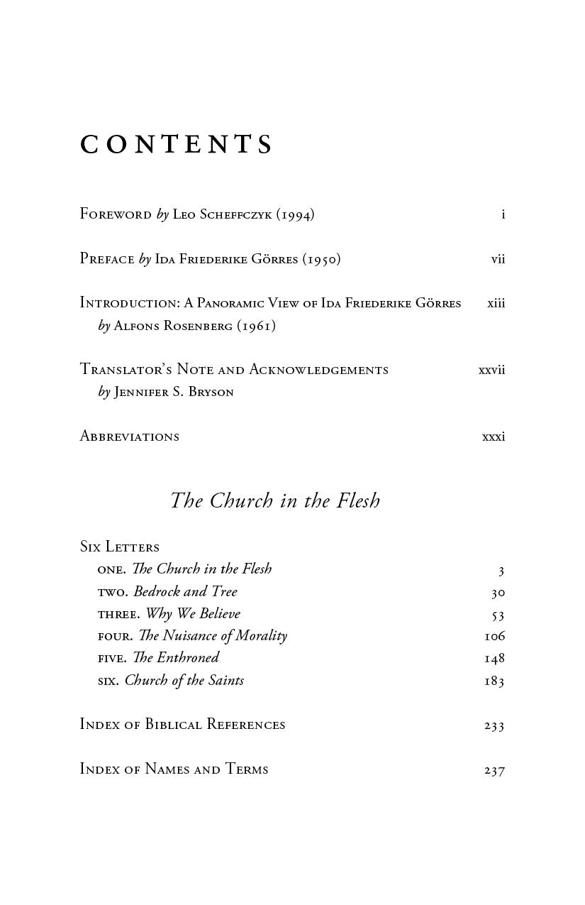 Contents page listing foreword, preface, introduction, letters, and index sections.