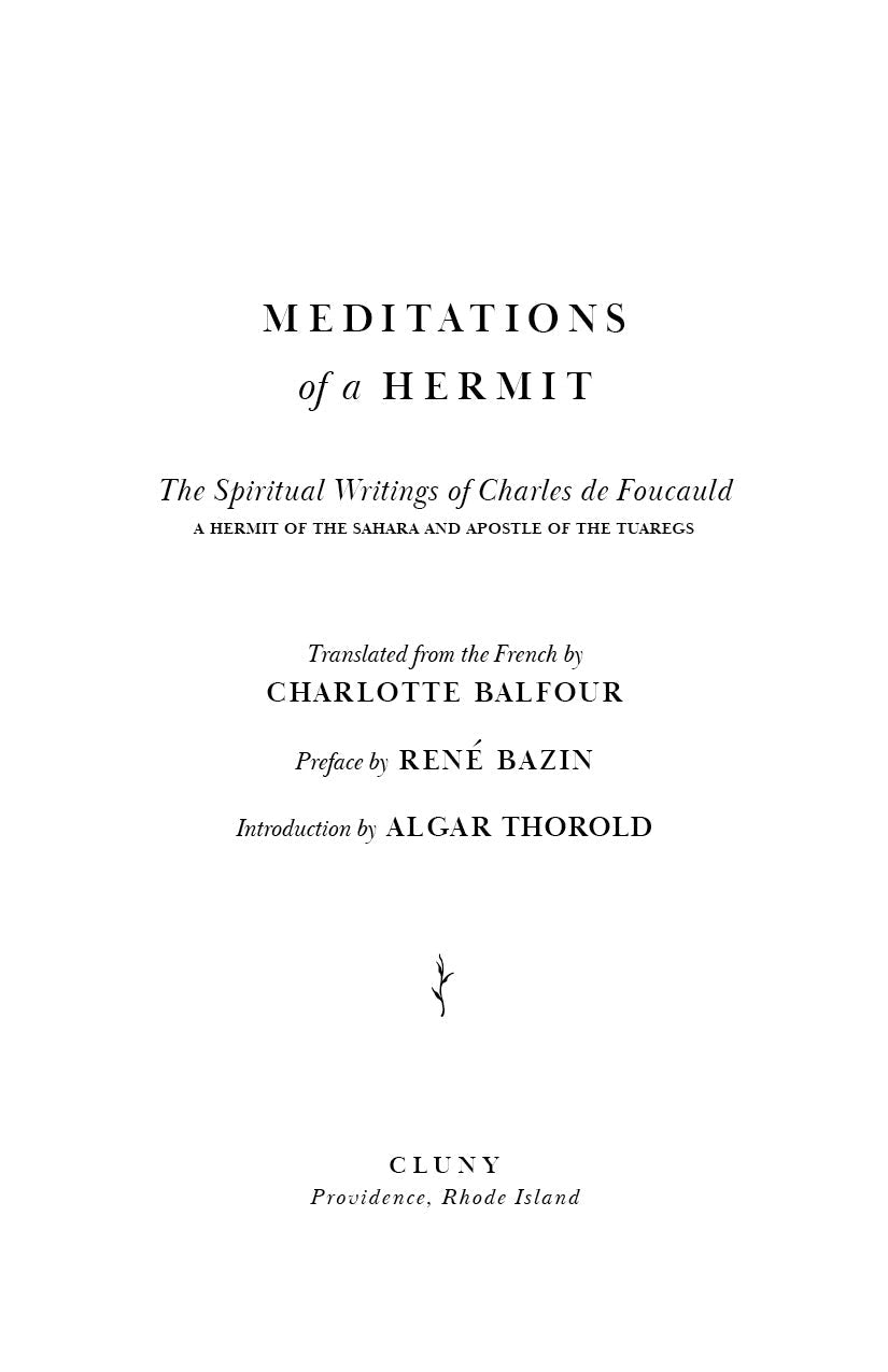Title page with 'Meditations of a Hermit' and translation and introduction credits