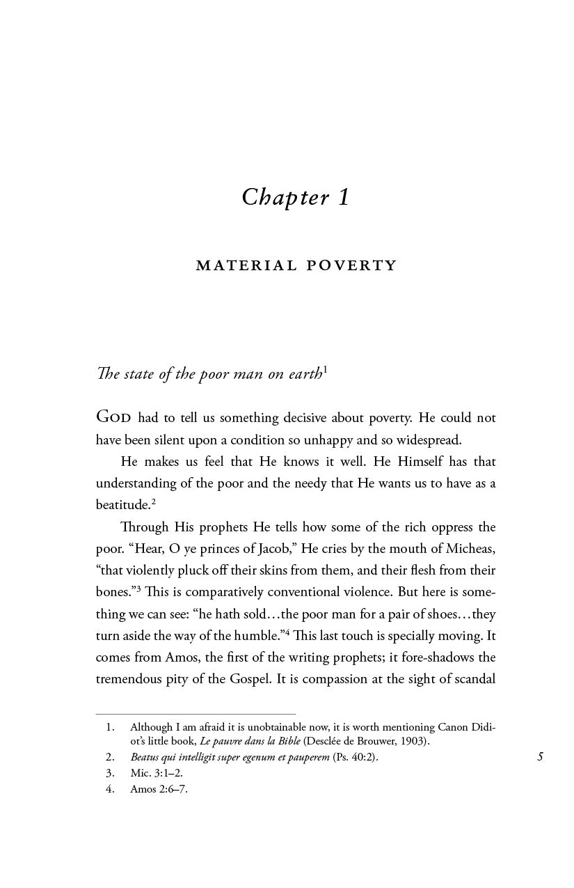 Poverty book chapter 1 page titled Material Poverty with scripture excerpt