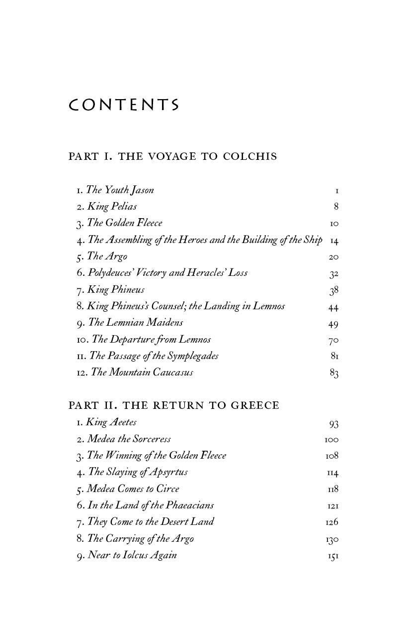 Book contents page listing sections with page numbers