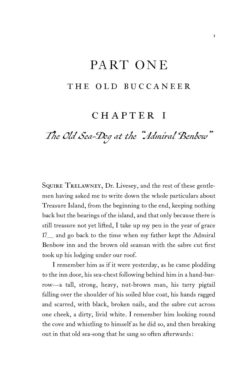 Treasure Island chapter page for “The Old Sea-Dog” and “Admiral Benbow”