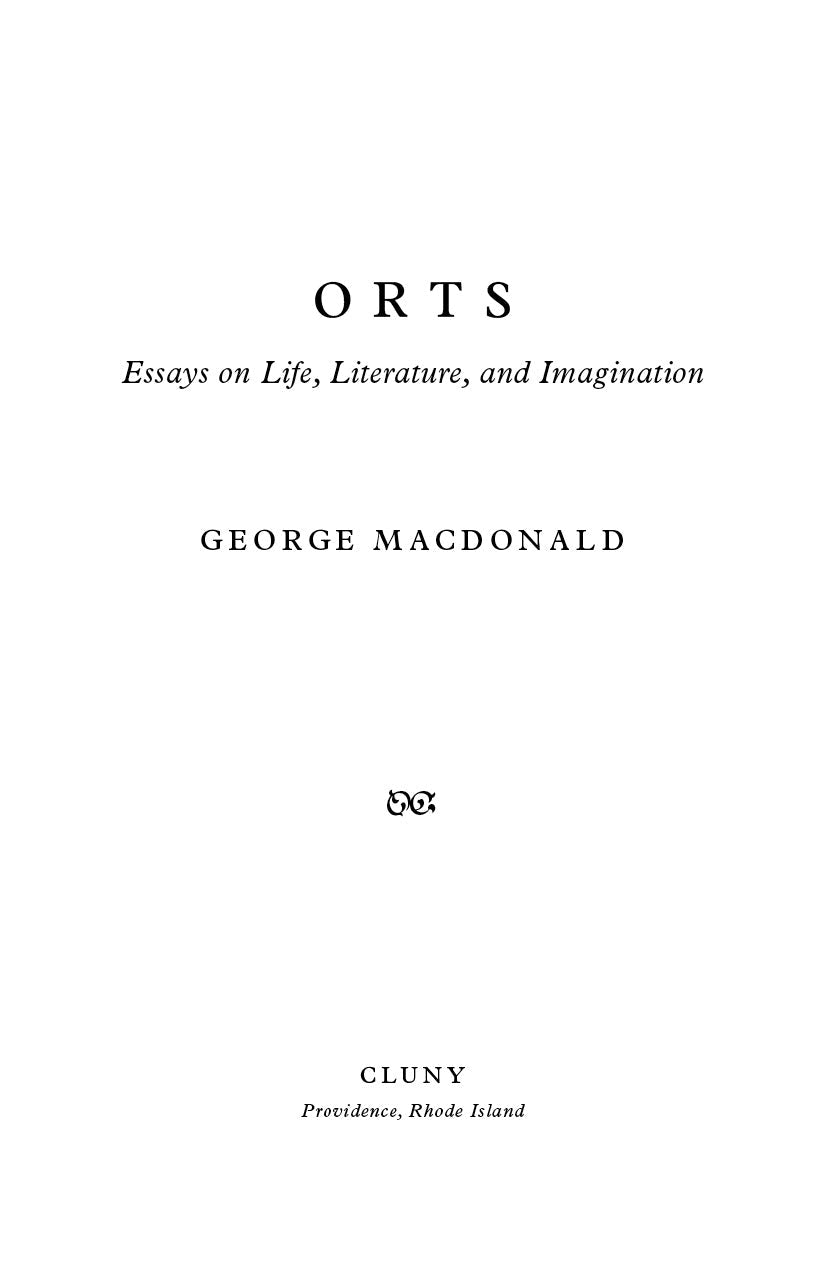 Book title page with ORTS, Essays subtitle, and George MacDonald name