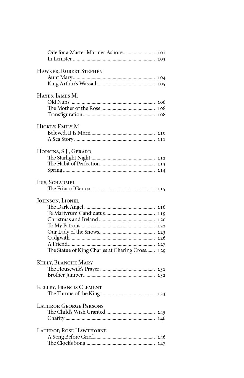 Book contents page listing authors and poem titles with page numbers, starting with Hermann, Albert