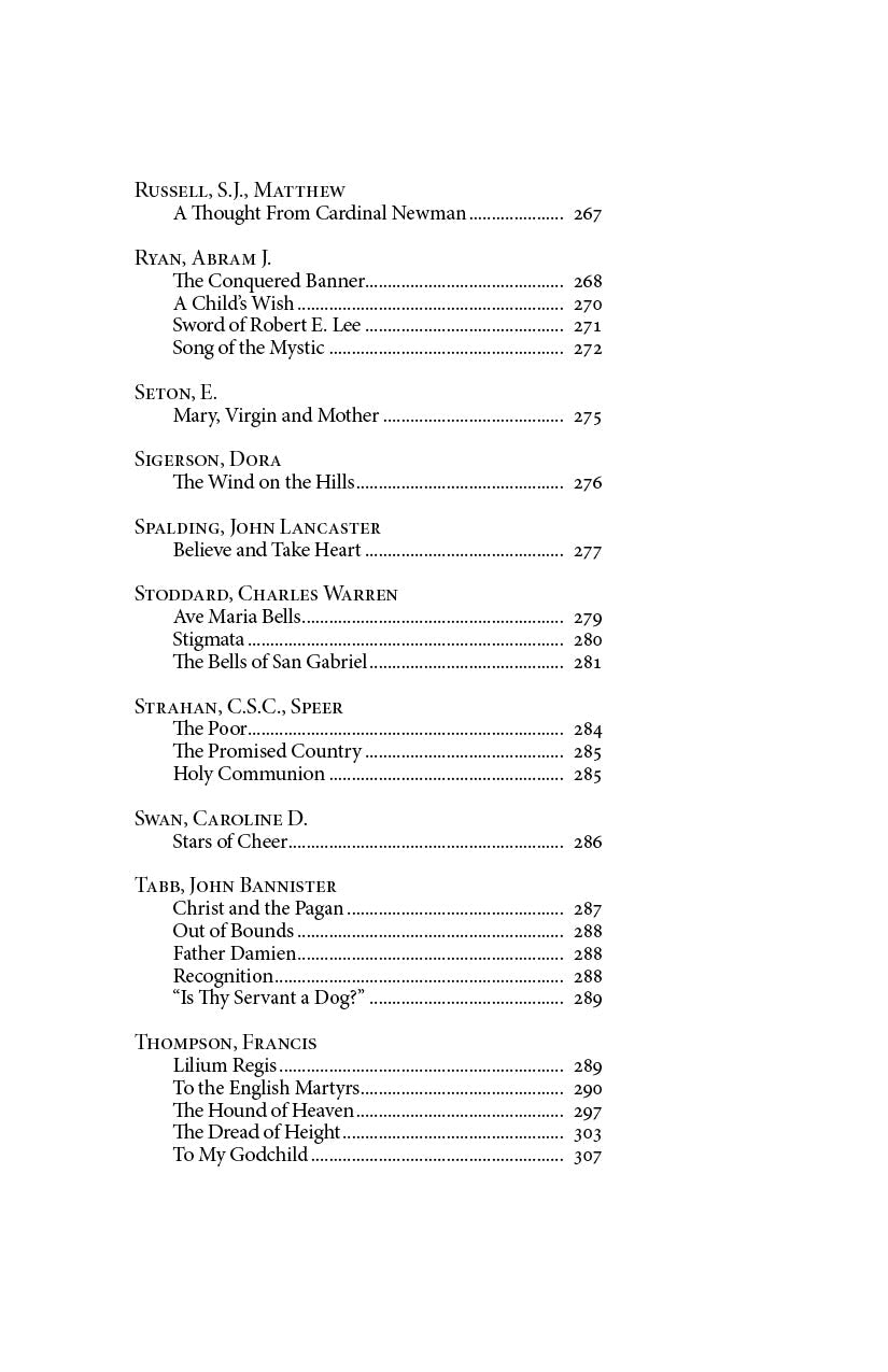 Anthology book page with table of contents and numbered entries