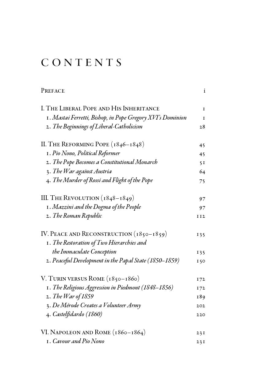 Contents page with section headings and page numbers