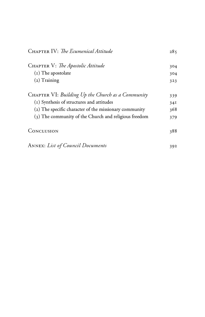 Book contents page with conclusion and appendix listing council documents