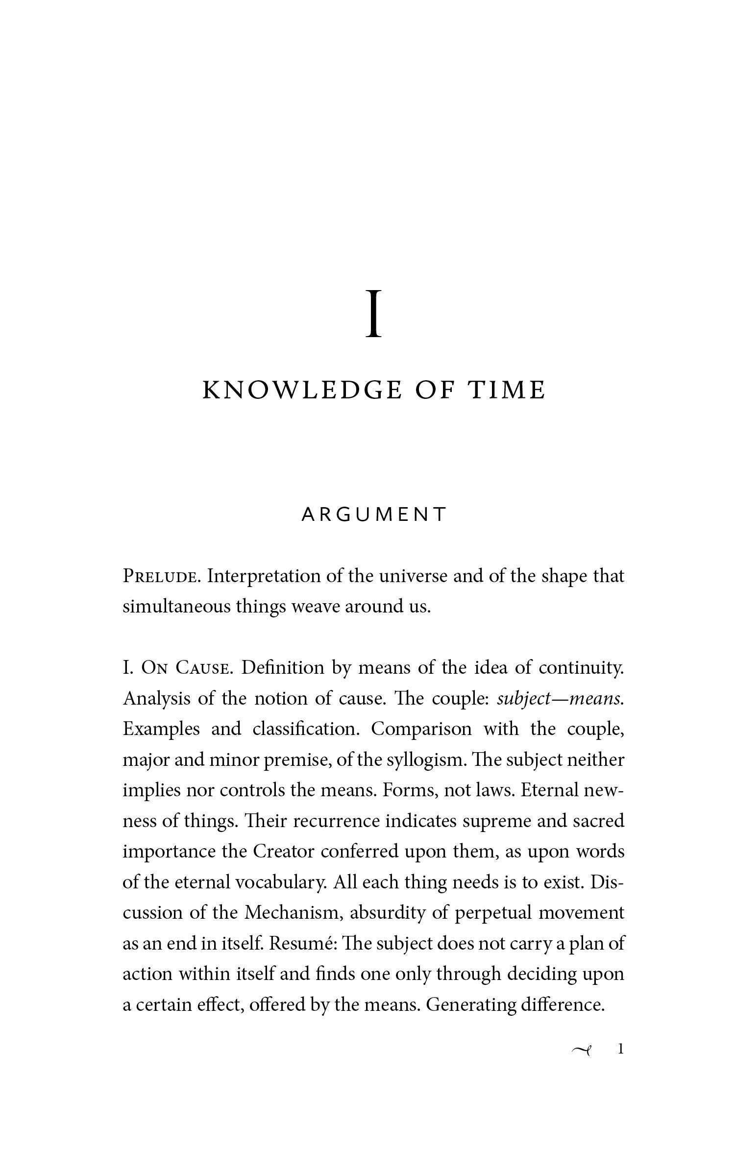 Book page I with KNOWLEDGE OF TIME and ARGUMENT heading.