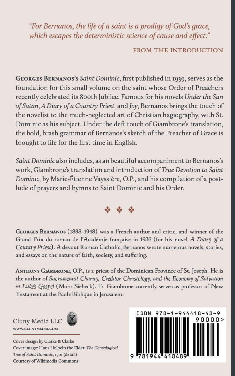 Saint Dominic book back cover with barcode and publication text