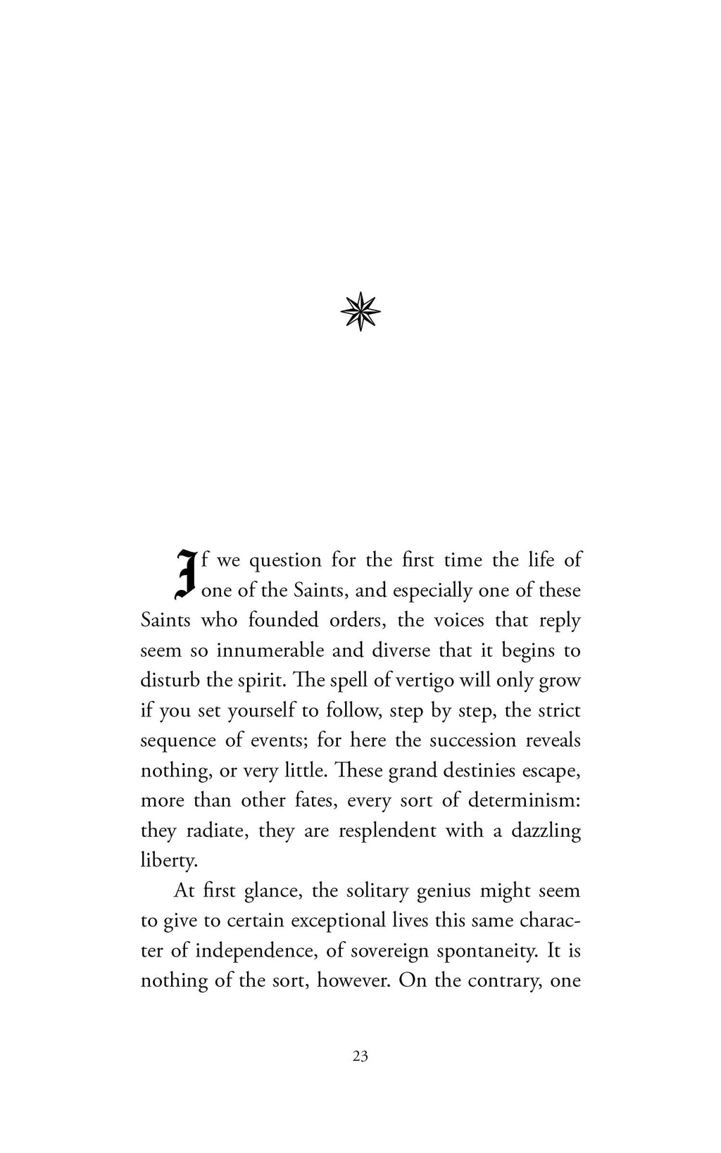 Saint Dominic book page with printed passage and decorative star marker